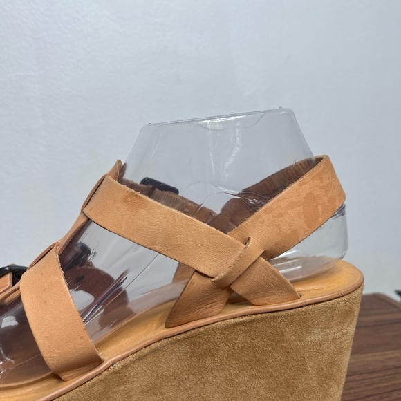 Kork Ease Magdelena Platform Leather Buckle Wedge Sandals Sz 8 Earthy Neutral - Picture 11 of 16